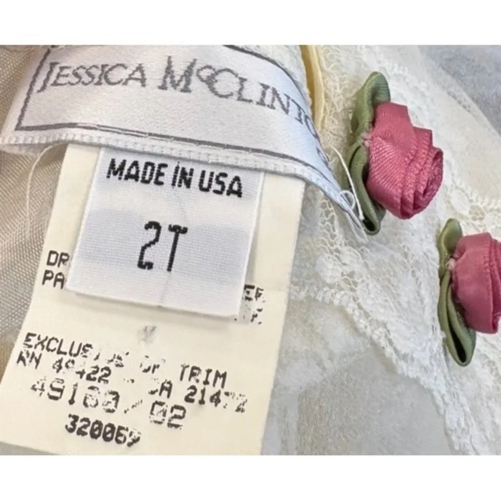 Vtg Jessica McClintock‎ Ivory Lace Dress Girls 2T Flower Girl Photoshoot Party